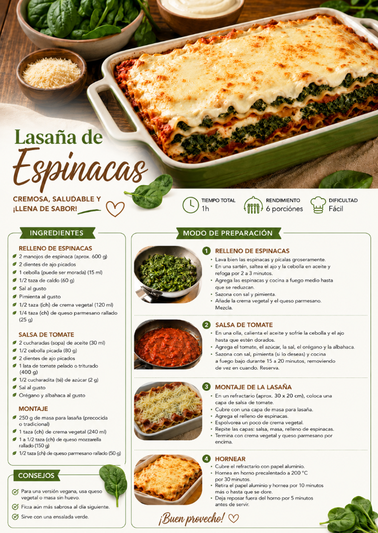 Lasaña de Espinacas